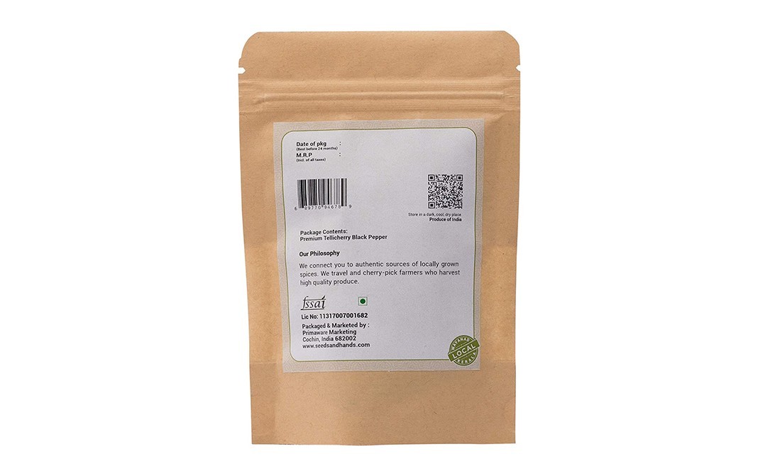 Seeds And Hands Black Pepper (Unpolished)    Pack  50 grams